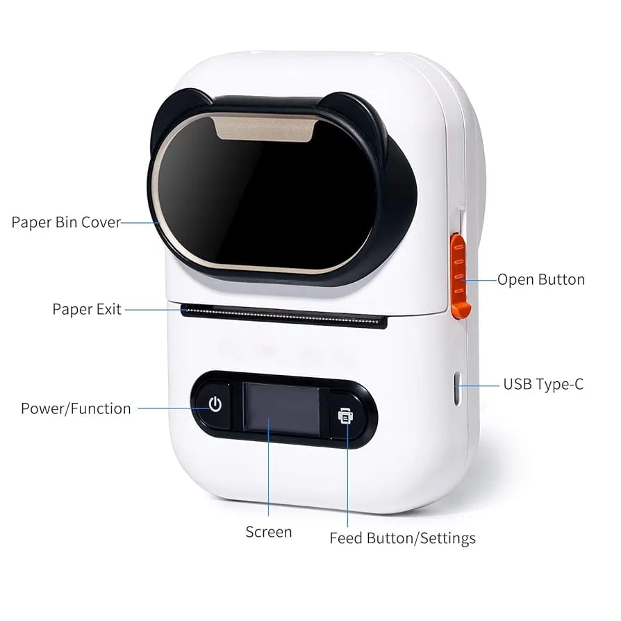 Portable BT Label Maker Thermal Label Printer with Rechargeable Battery