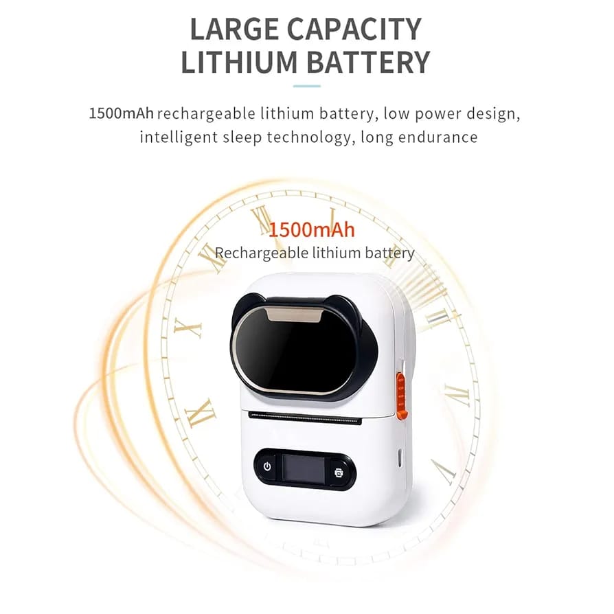 Portable BT Label Maker Thermal Label Printer with Rechargeable Battery